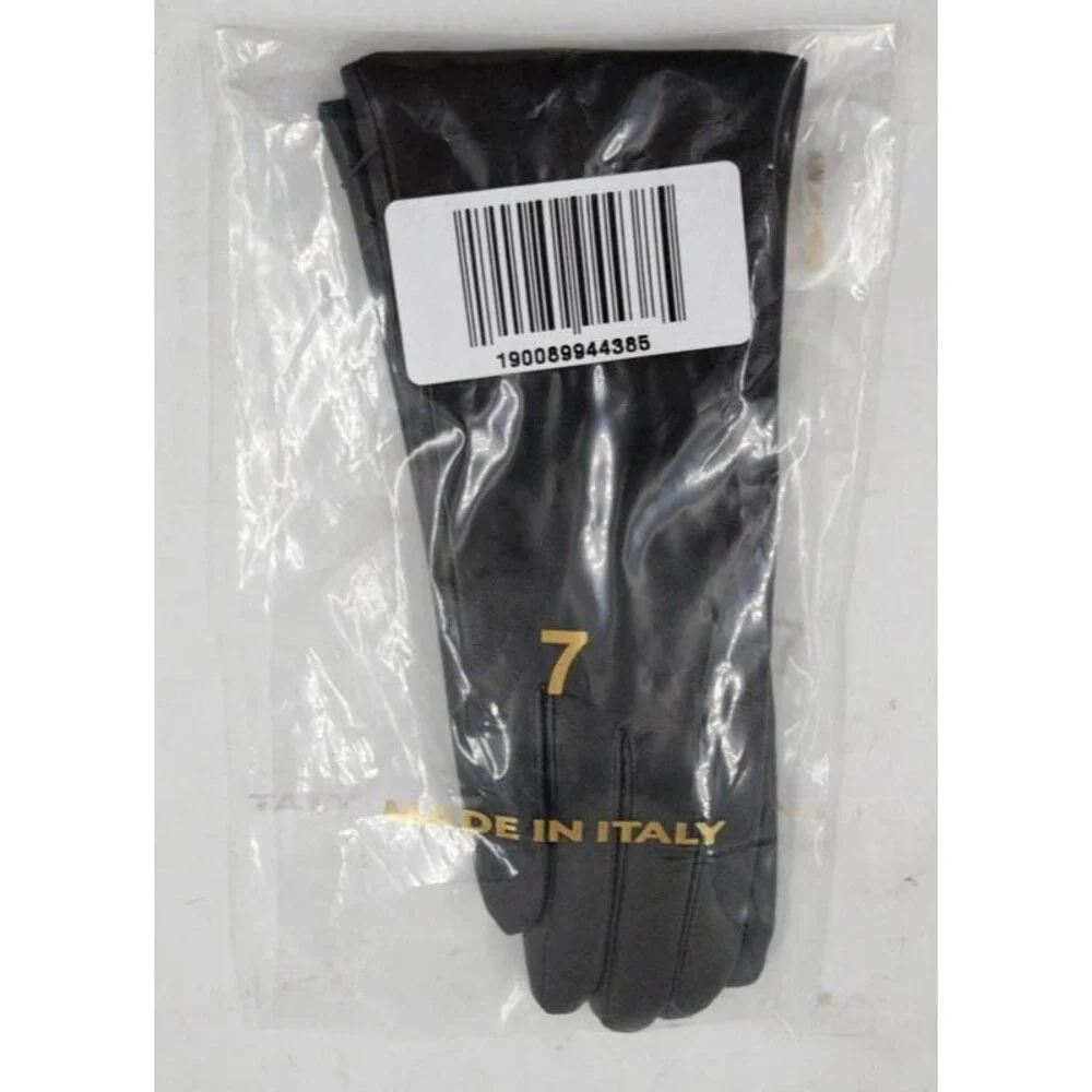 Bloomingdale's Cashmere-Lined Leather Gloves Women's 7 Gray Pull On Closure